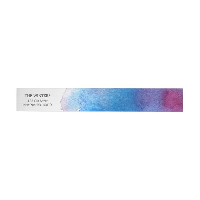 Blue Splash Watercolor Wedding Wraparound Address Label (Individual)