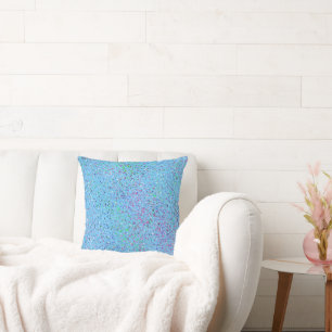 Blue Splatter Abstract  Throw Pillow