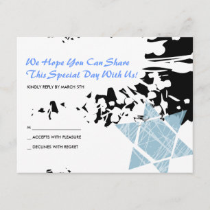 Blue Splatter Star Bar Bat Mitzvah Reply Card