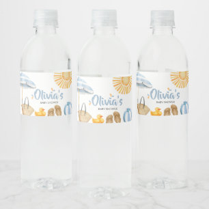 Blue Splish Splash Baby Shower Water Bottle Label