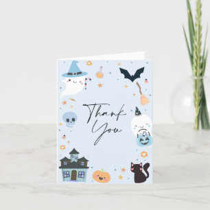 Blue Spooky Birthday Thank You Card