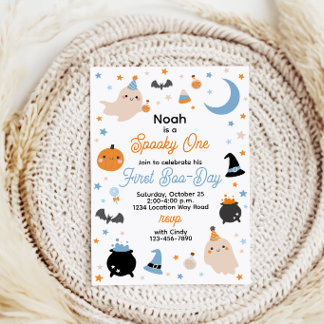 Blue Spooky One 1st Birthday Invitation