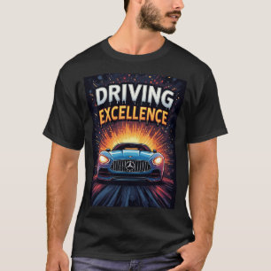 🏎️ Blue Sports Car Sunset Burst Speed Art T-Shirt