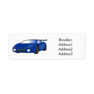 Blue sports car with airfoil illustration