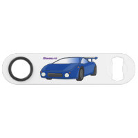 Blue sports car with airfoil illustration