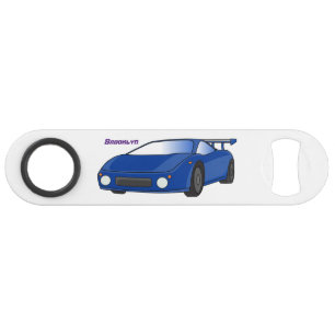 Blue sports car with airfoil illustration bar key