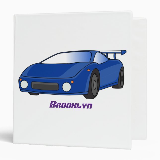 Blue sports car with airfoil illustration binder (Front/Inside)