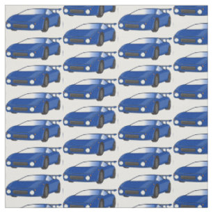 Blue sports car with airfoil illustration fabric