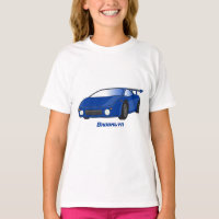 Blue sports car with airfoil illustration