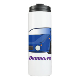 Blue sports car with airfoil illustration  thermal tumbler