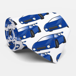 Blue sports car with airfoil illustration tie