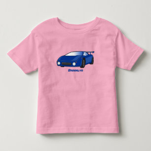 Blue sports car with airfoil illustration toddler t-shirt