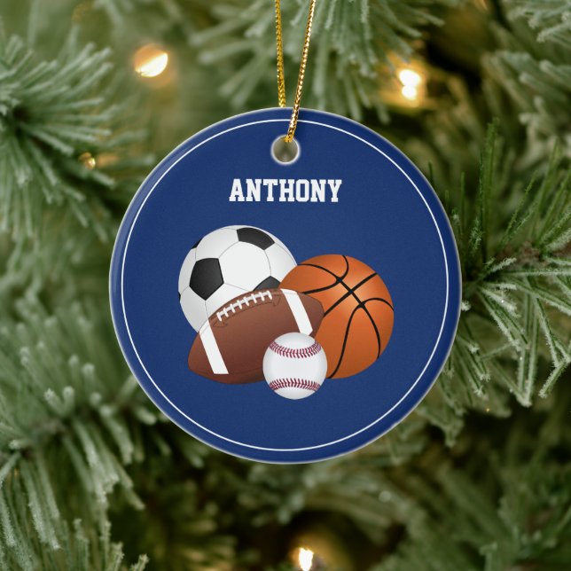 Blue Sports Custom Ornament (Tree)