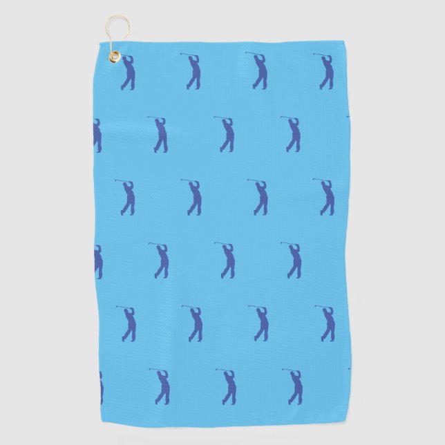 Blue Sports Golfer Silhouette Golf Serviette (Devant)