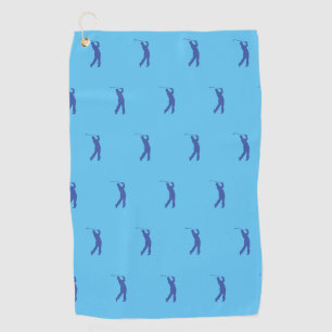 Blue Sports Golfer Silhouette Golf Towel