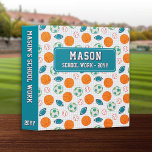 Blue Sports Pattern Colourful Balls School Work Binder<br><div class="desc">Sports-themed school work binder with a pattern of basketballs,  soccer balls,  footballs,  and baseballs in green,  blue,  orange,  and red. Personalize with your son's name in varsity letters along with the subject of the binder. The perfect back to school binder for your sports obsessed kid!</div>
