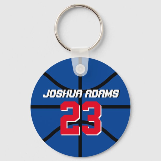 Blue Sports Team Athletes Basketball Keychain (Front)