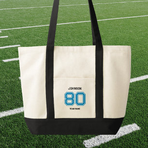 Blue Sports Team Custom Name Player Number Team  Tote Bag