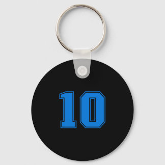 Blue sports team uni number #10 premium tri-blend keychain