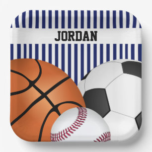 Blue Sports Theme Birthday Paper Plates
