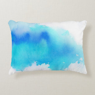 Blue spot, watercolor abstract hand painted accent pillow