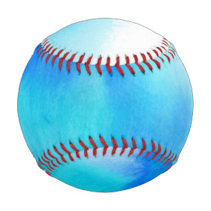 Blue spot, watercolor abstract hand painted baseball