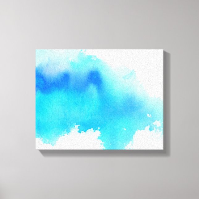 Blue spot, watercolor abstract hand painted canvas print (Front)