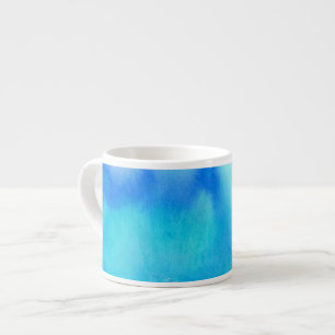 Blue spot, watercolor abstract hand painted espresso cup
