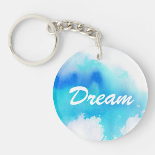 Blue spot, watercolor abstract hand painted keychain
