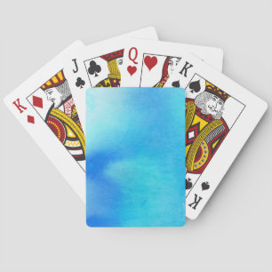 Blue spot, watercolor abstract hand painted playing cards