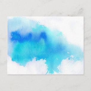 Blue spot, watercolor abstract hand painted postcard