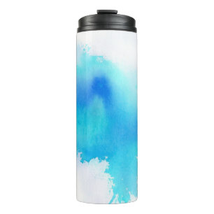 Blue spot, watercolor abstract hand painted thermal tumbler