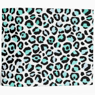 Blue Spots Turquoise Pink Faux Leopard Skin Binder