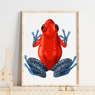 Blue Spotted Red Legged Frog   Digital Print
