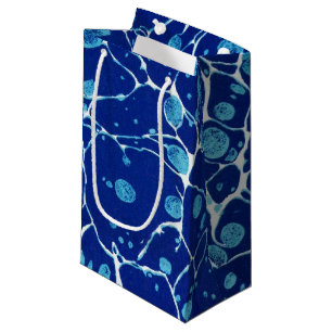 Blue Spotted Vintage Marbling with White Rivers Small Gift Bag