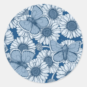 Blue spring classic round sticker