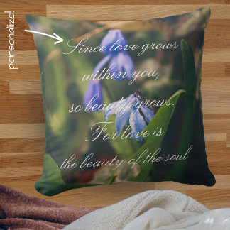 Blue Spring Flower Throw Pillow