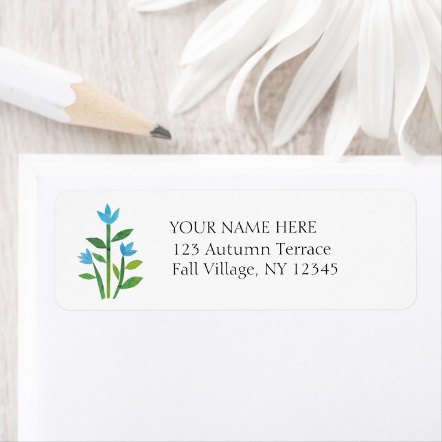 Blue Spring Flowers Hand-Drawn Return Address (Insitu)