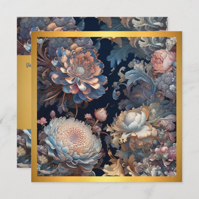 Blue Spring Garden Wedding Invitation (Front/Back)