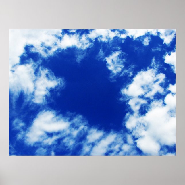 Blue spring sky dotted with many bizarre clouds poster (Front)