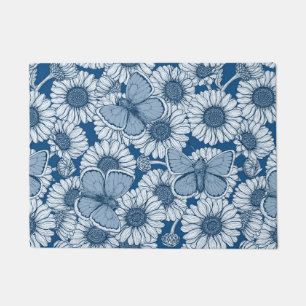 Blue spring, wild flowers, daisies doormat