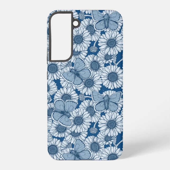 Blue spring, wild flowers, daisies samsung galaxy s22+ case (Back)