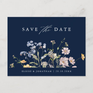 Blue Spring Wildflower Meadow Save the Date Postcard