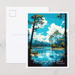 Blue Springs State Park Florida vintage travel  Postcard