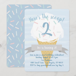 Blue Sprinkings Ice Cream Invitation Anniversaire
