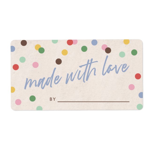 Blue Sprinkles Made With Love Party Favour Label (Front)