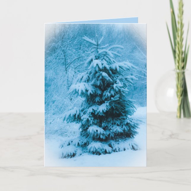 Blue Spruce Christmas Eve Photo  Holiday Card (Front)