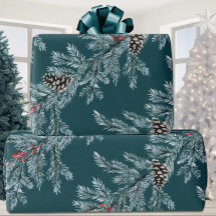 Blue Spruce Cones Red Ilex Berries Garland Teal