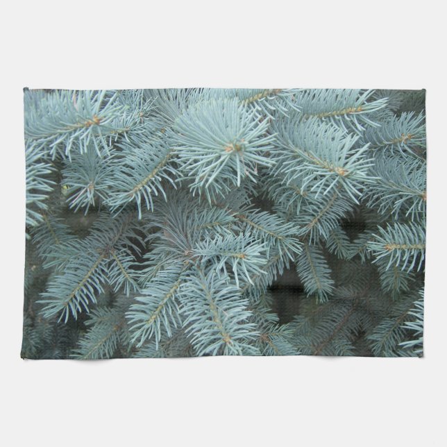 Blue spruce grey evergreen tree rustic nature  kitchen towel (Horizontal)
