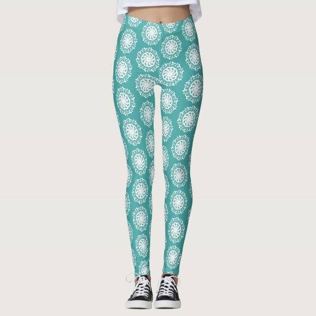Blue Spruce Mandala Leggings (Front)